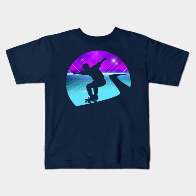 Skaterboard Eighties Retro Design Kids T-Shirt by FerMinem